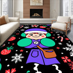 Cute Christmas Snowflakes Berry Candy Cane Rug