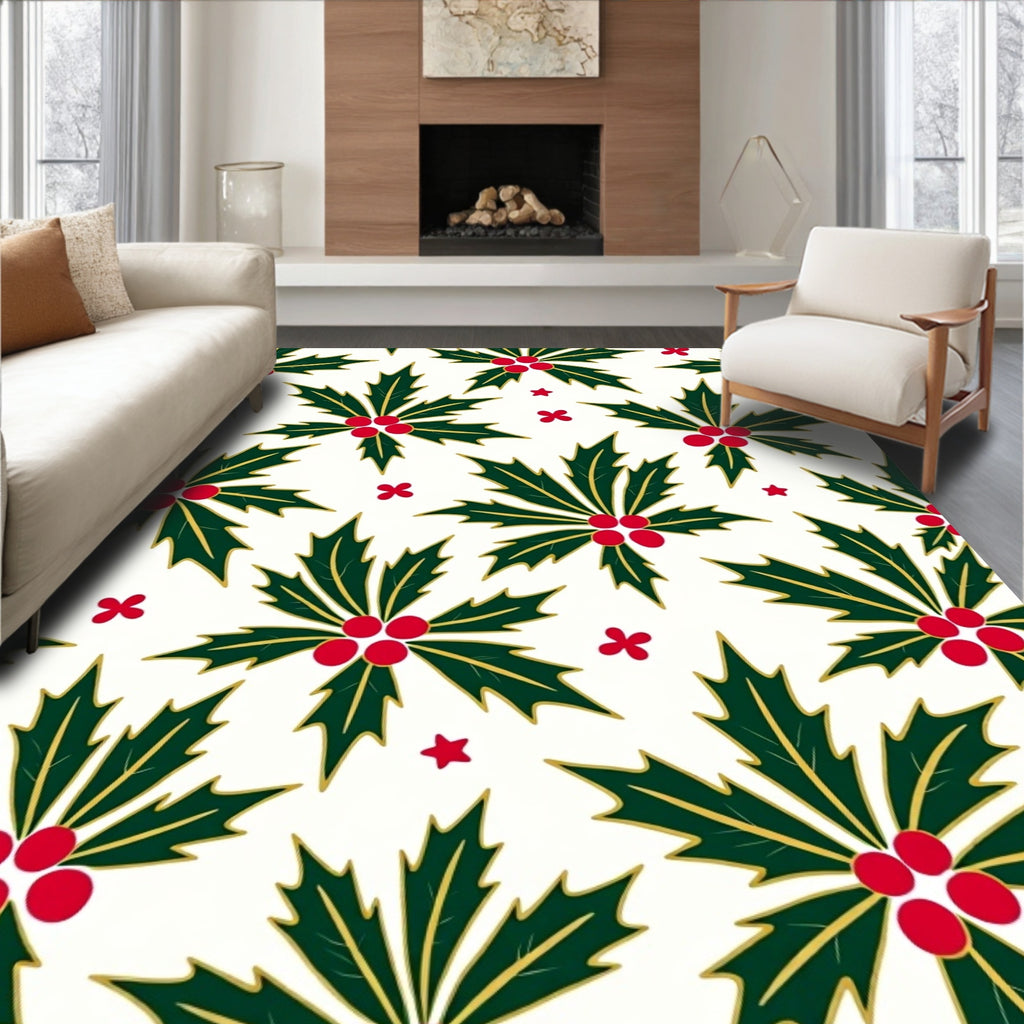 Green Holly Berry Holiday Radiance Rug