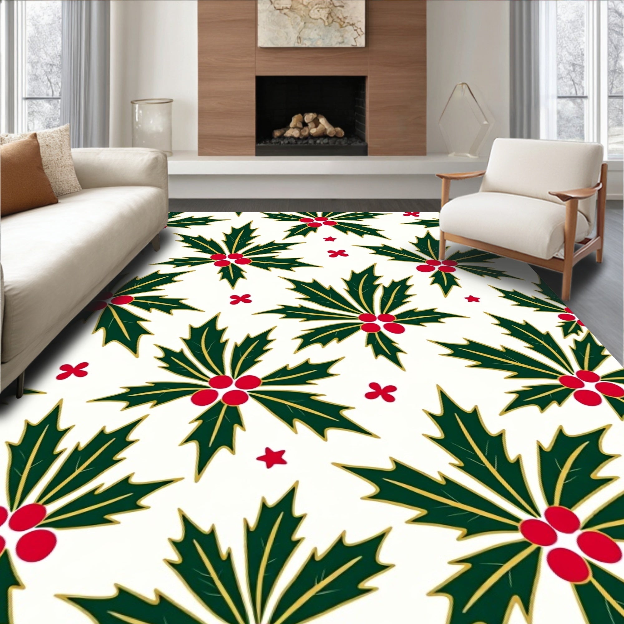 Green Holly Berry Holiday Radiance Rug
