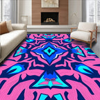 Vibrant Pink Blue Geometric Kaleidoscope Rug