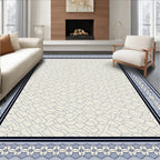 Light Blue Cracked Earth Border Rug