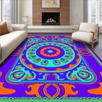 Vibrant Violet Orange Teal Medallion Rug