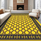 Golden Yellow Hexagonal Lattice Border Rug