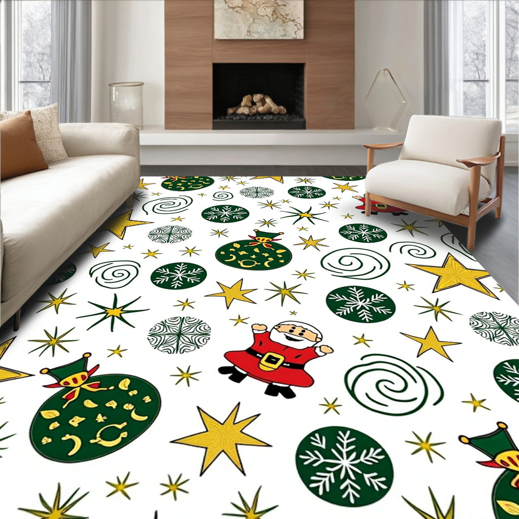 Festive Santa Stars Snowflakes Gift Bags Rug