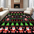 Holiday Christmas Santa Claus Trees Rug