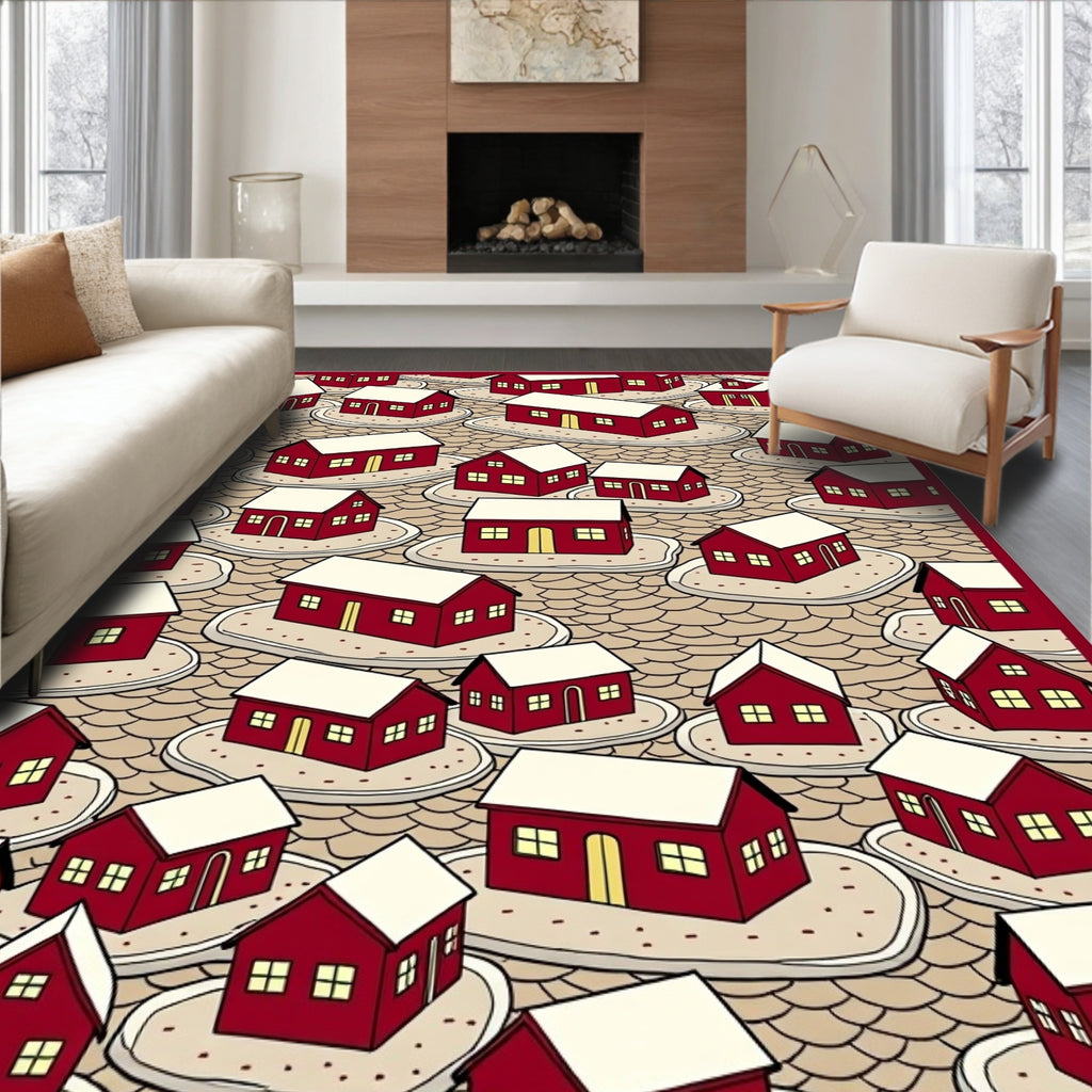 Crimson Townhouse Cluster Rug