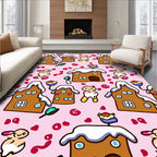 Whimsical Gingerbread Houses and Bunnies Rug