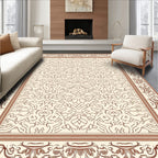 Ornate Beige And Rust Scrollwork Rug