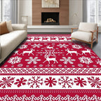 Red White Reindeer Snowflake Nordic Hug Rug