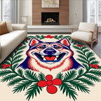 Crimson Blue Dog Pine Garland Rug
