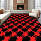 Bold Red Houndstooth Jagged Stripes Rug
