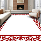 Elegant Red Vine Scroll Frame Rug