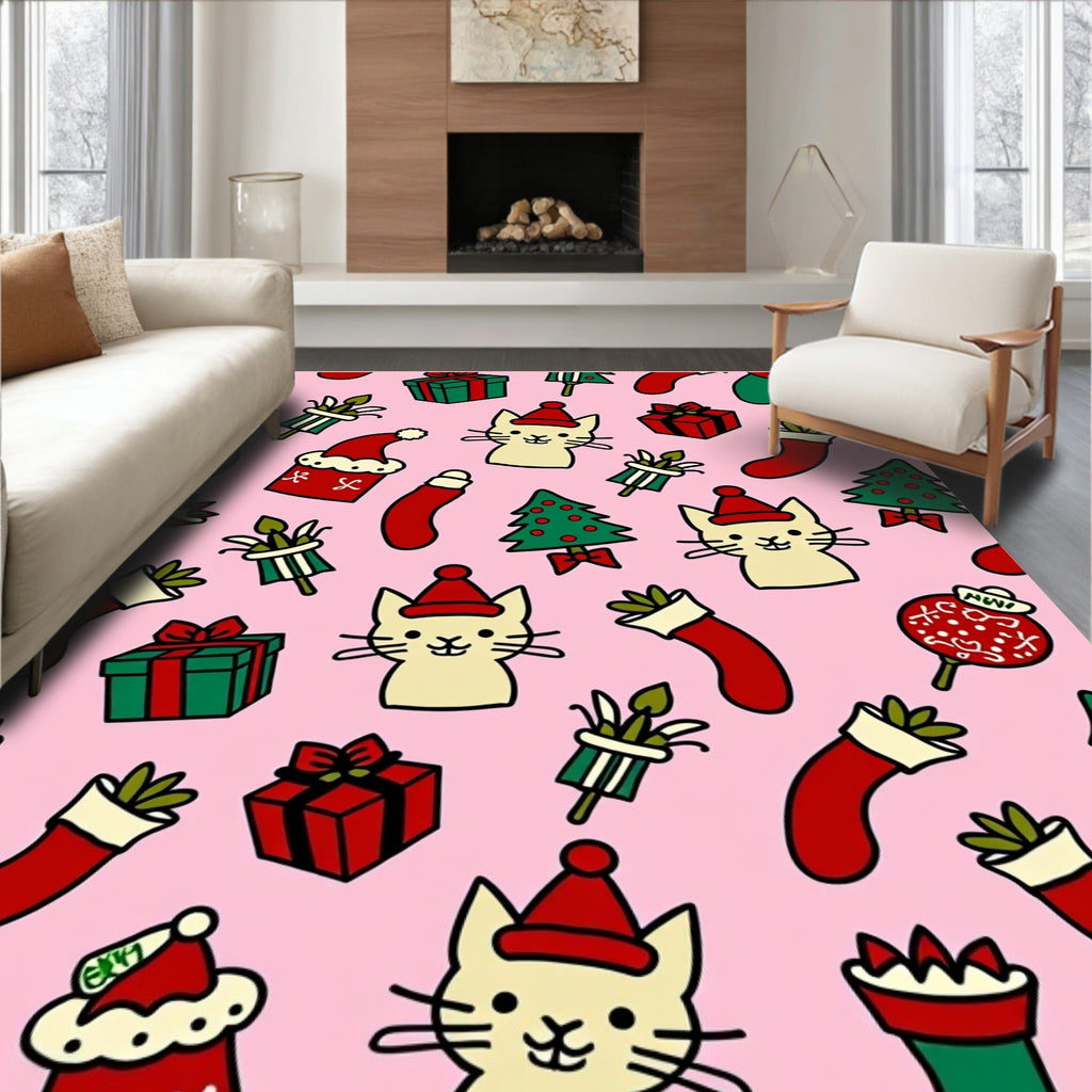 Cute Christmas Cats Gifts and Stockings Rug