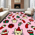 Cute Christmas Cats Gifts and Stockings Rug