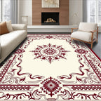 Burgundy Floral Medallion Border Rug