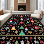 Christmas Gnomes Snowflakes Trees Square Rug