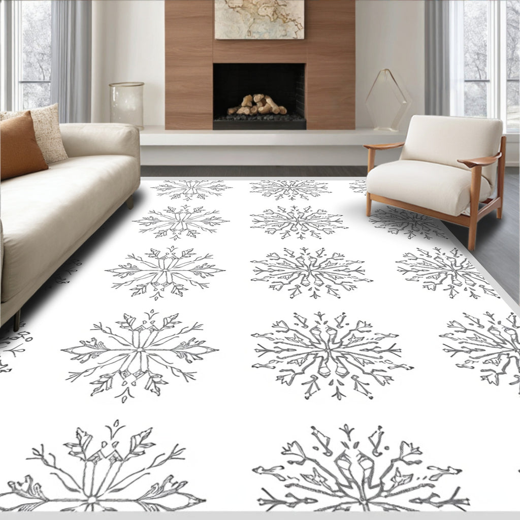 Winter Snowflake Grayscale Repeat Rug