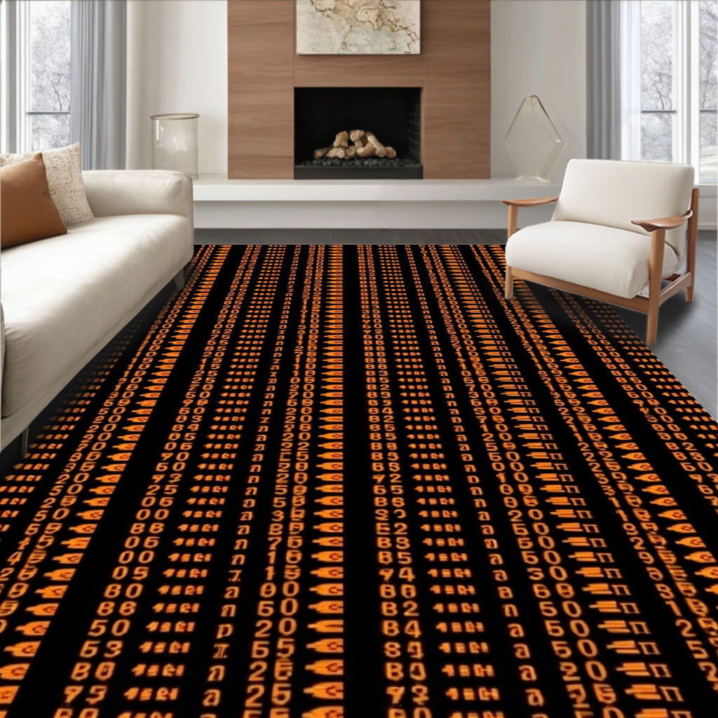 Orange Geometric Diamond Grid Rug
