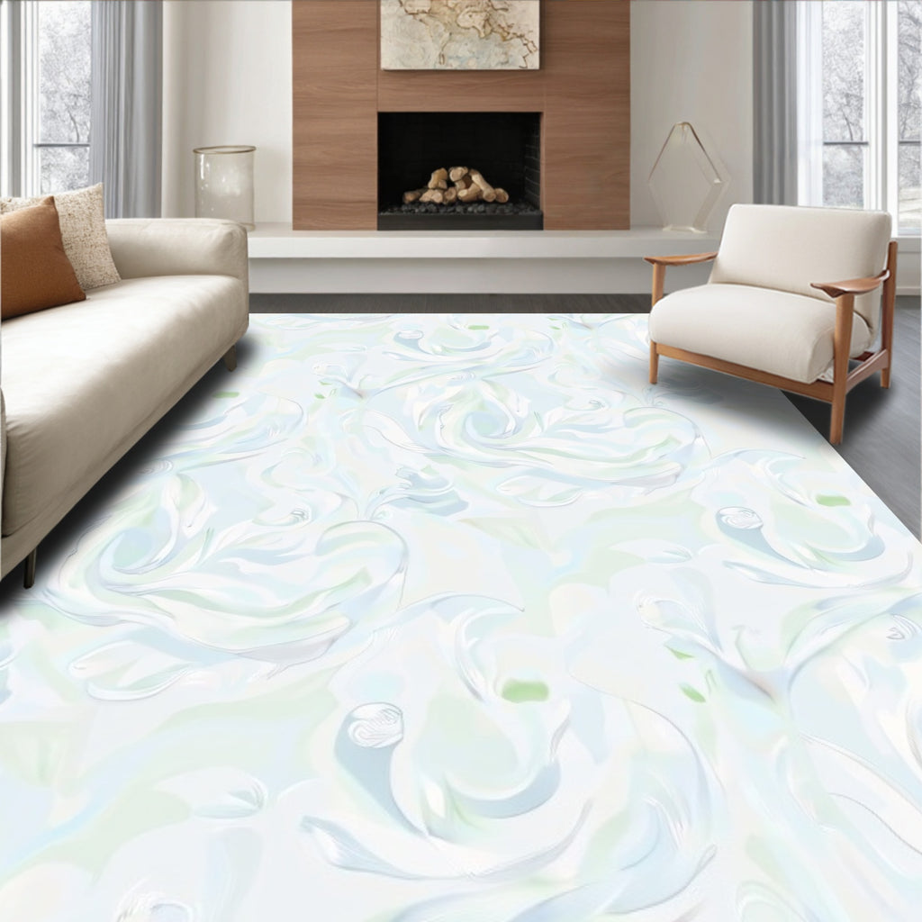 Ethereal Ice Blue Swirls Rug