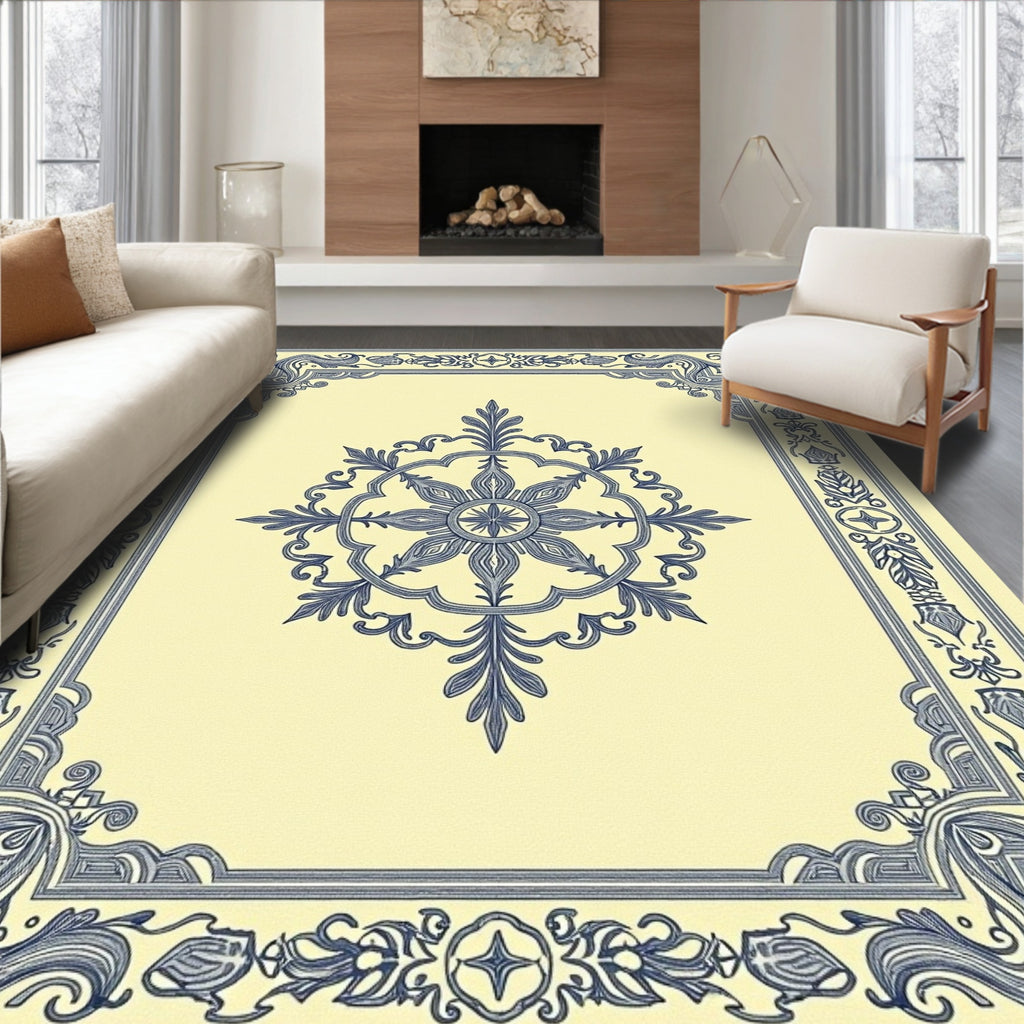 Indigo And Butterflower Centerpiece Rug