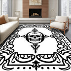 Black Skull Goth Border Medallion Rug