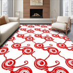 Bold Red Swirling Abstract Forms Rug