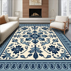 Oceanic Floral Symmetry Cream Tapestry Rug