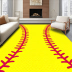 Bright Yellow Softball Stitch Rug