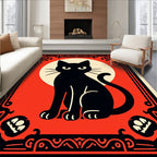 Ornate Black Cat Halloween Rug