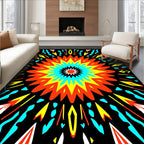 Vibrant Fireburst Abstract Mandala Rug