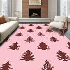 Earthy Pine Trees Repeat Pink Rug