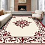 Crimson Bloom Star Border Artwork Rug