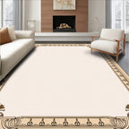 Beige Brown Floral Art Nouveau Frame Rug