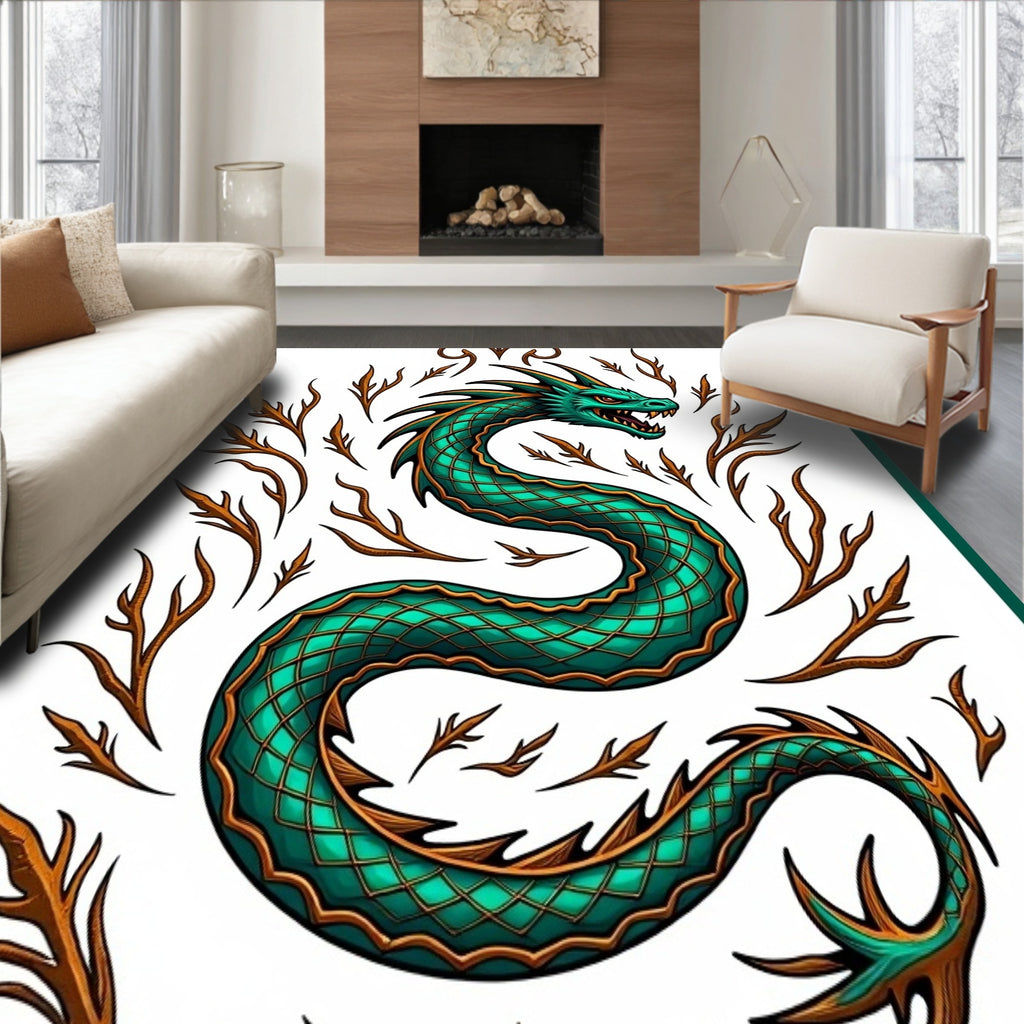 Emerald Dragon with Copper Accents Rug