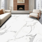 Elegant Silver Calligraphy Swirl Rug