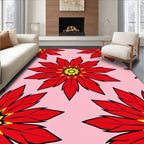 Bold Red Floral Petal Medallion Rug