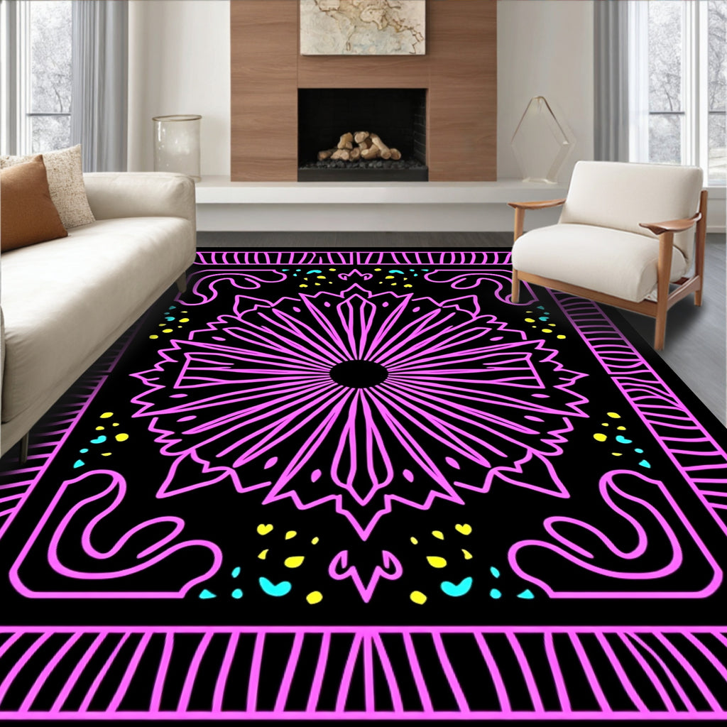 Pink Radial Starburst Neon Rug