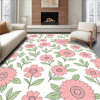 Whimsical Pink Floral Spring Garden Rug
