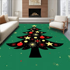Festive Red Starburst Christmas Tree Rug