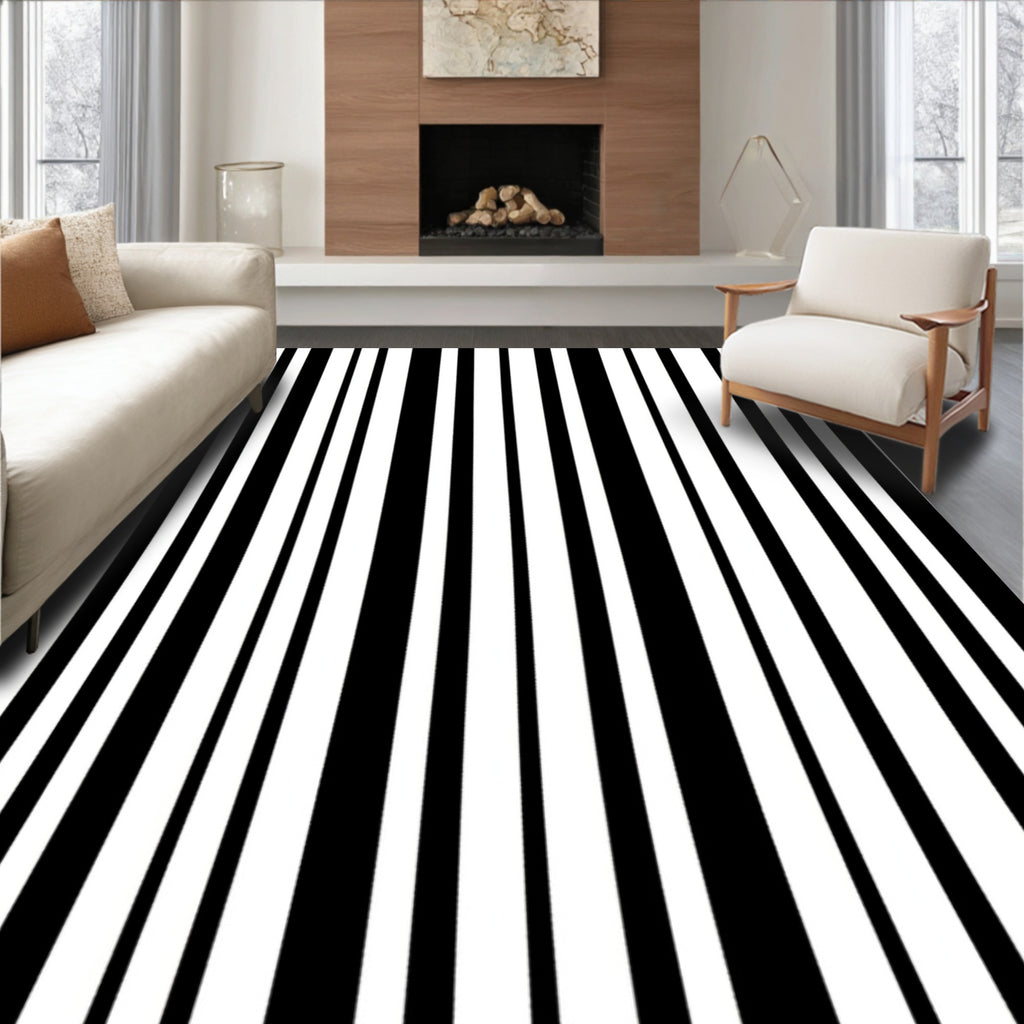Sharp Alternating Monochrome Lines Rug