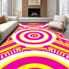 Vibrant Hot Pink Yellow Concentric Circles Rug