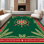 Red Gold Green Compass Star Rug