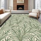 Green Leafy Branches Continuous Line Art Rug