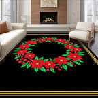Crimson Floral Berry Wreath Rug