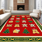 Festive Red Christmas Critter Collection Rug