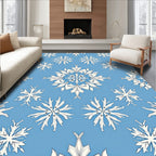 Light Blue White Snowflake Medallion Rug