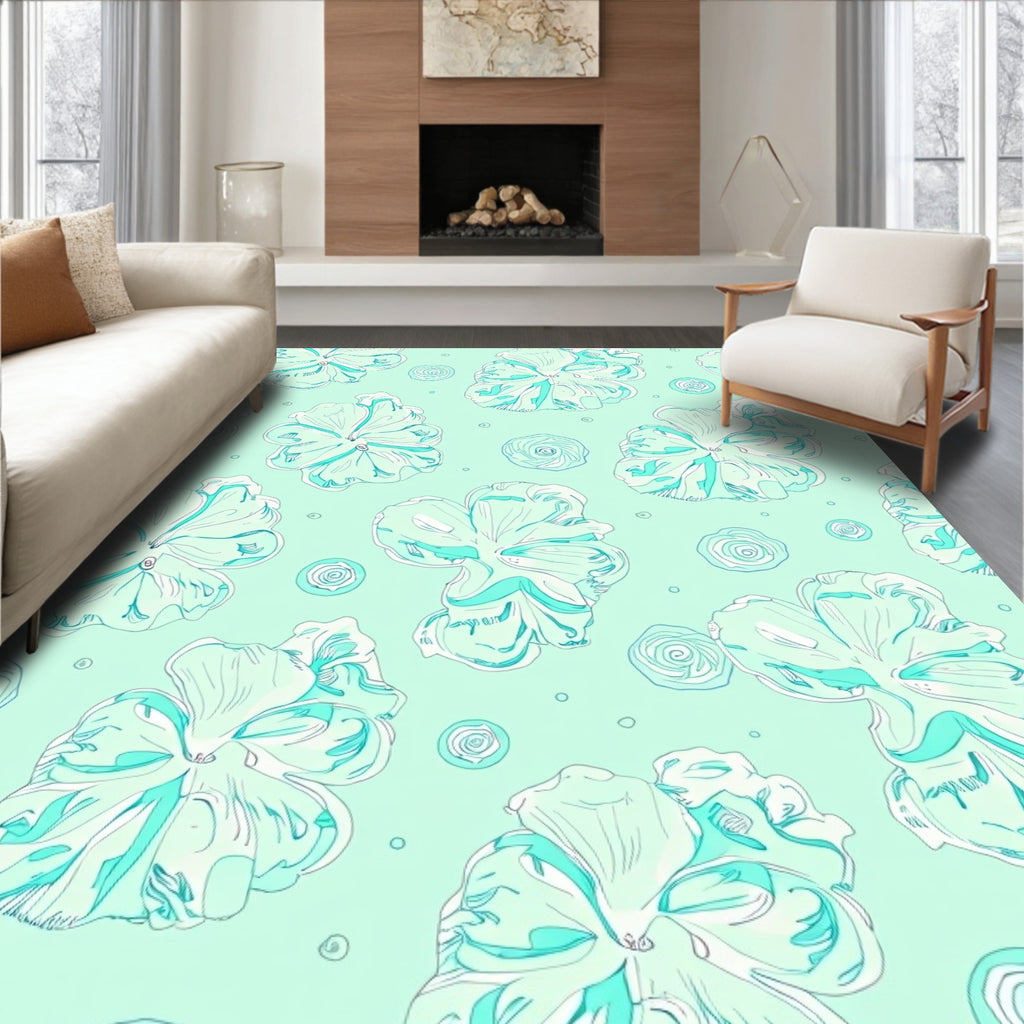 Mint Green Floral Swirl Delight Rug