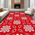 Crimson White Floral Medallion Swirl Rug