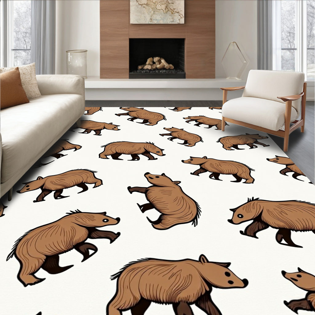 Brown Bear Repeating Pattern Rug