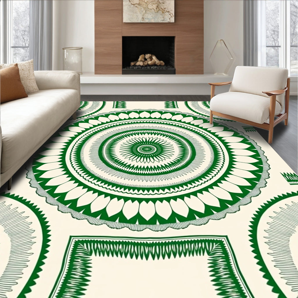 Emerald Green Mandala Medallion Radiance Rug